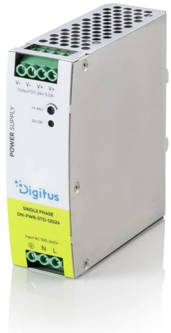 Digitus DIGITUS Pramoninis maitinimo šaltinis 24V DC 5A 120W AC-DC metaliniame korpuse, skirtas montavimui ant DIN bėgelio