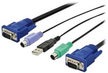 Assmann Electronic DIGITUS KVM kabelis PS2 ir USB konsolėms su KVM 1xHD-15/M 1xVGA HD-15/M 2xPS2 1x USB 1,8m