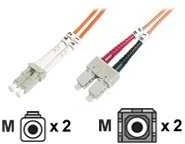 Assmann Electronic DIGITUS LWL patchable LC/SC 50/125um 1m Multimode Duplex Halogenfrei bis 1Gbit su Messprotokoll oranžinis OM2