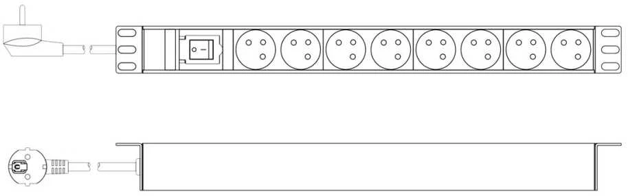 DIGITUS PDU 1U 8xCEE7/5 Ausgnge 230V/16A juodas