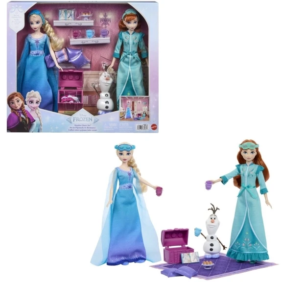 Mattel Lėlės Disney Frozen Anna ir Elsa su aksesuarais pižamų vakarėliui