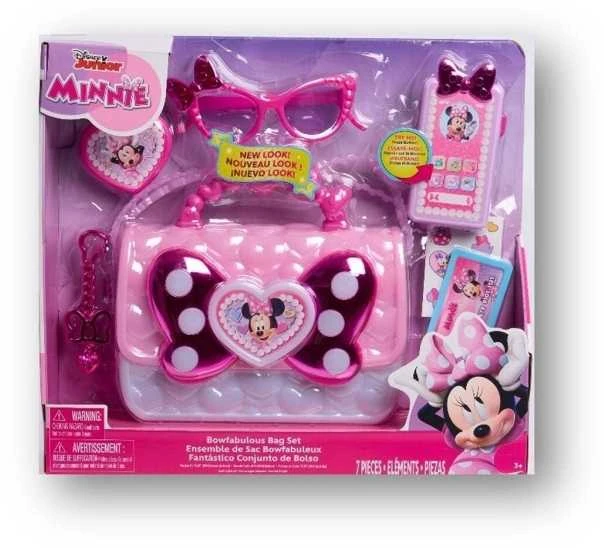 Aptel Disney Rinkinys Didelė perlinė rankinė kelioninė krepšys interaktyvus išmanusis telefonas + priedai 7 dalys Minnie Mouse