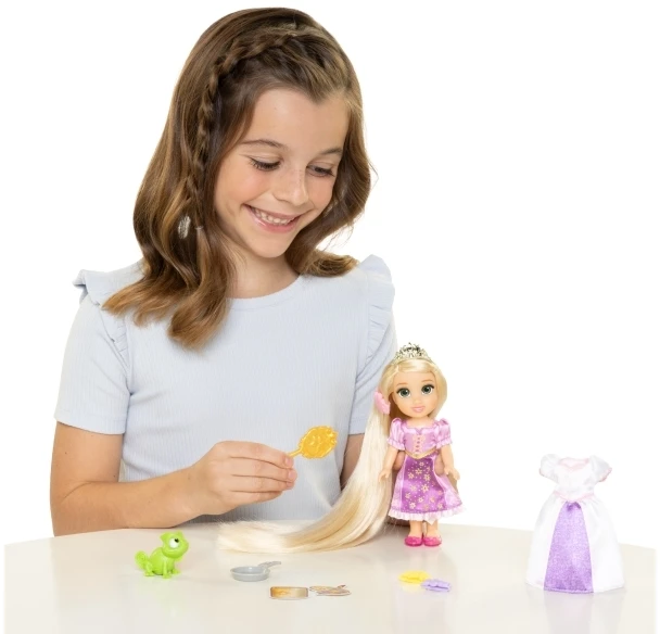 DISNEY PRINCESS Ilgiausių plaukų Rapunzel lėlė 15 cm