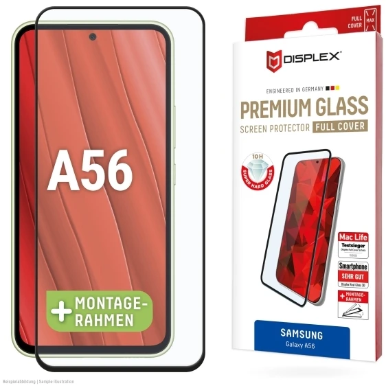 „Displex Juodas“ – „Samsung Galaxy A56 5G“ 3D apsauginis stiklas, pilnai apsaugotas
