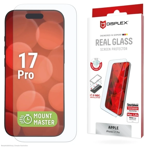 Apple iPhone 17 Pro tikro ekrano stiklas MM, pagamintas Displex, skaidrus
