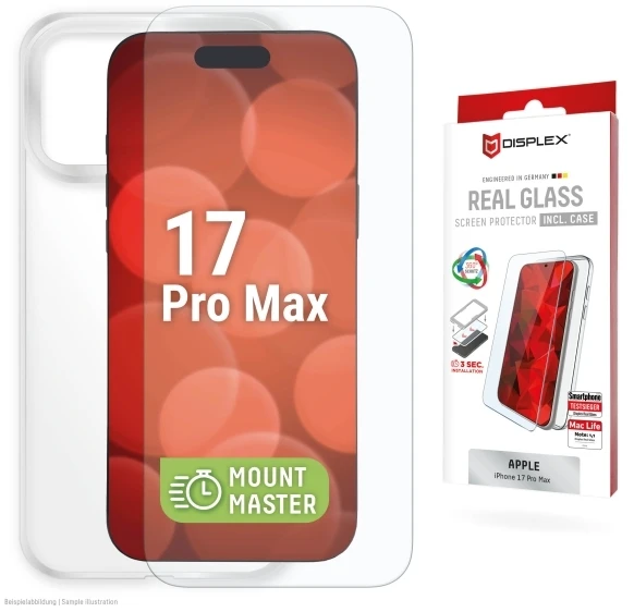 E.V.I. DISPLEX tikro stiklo „MountMaster“ + dėklas „iPhone 17 Pro Max“