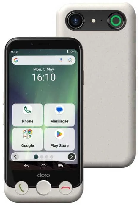 Doro Aurora 11, 11,4 cm (4,5"), 4 GB, 64 GB, 13 MP, „Android 14“, baltas