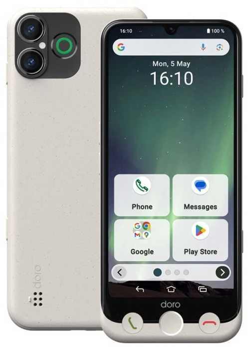 Doro Aurora 31, 15,5 cm (6,1"), 6 GB, 28 GB, 50 MP, „Android 14“, baltas