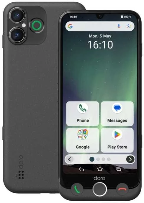 Doro Aurora 31, 15,5 cm (6,1 colio), 6 GB, 28 GB, 50 MP, Android 14, grafitas
