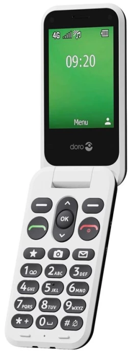 Doro Leva E22, atlenkiamas, viena SIM kortelė, 7,11 cm (2,8"), 0,3 MP, 1150 mAh, juoda, balta