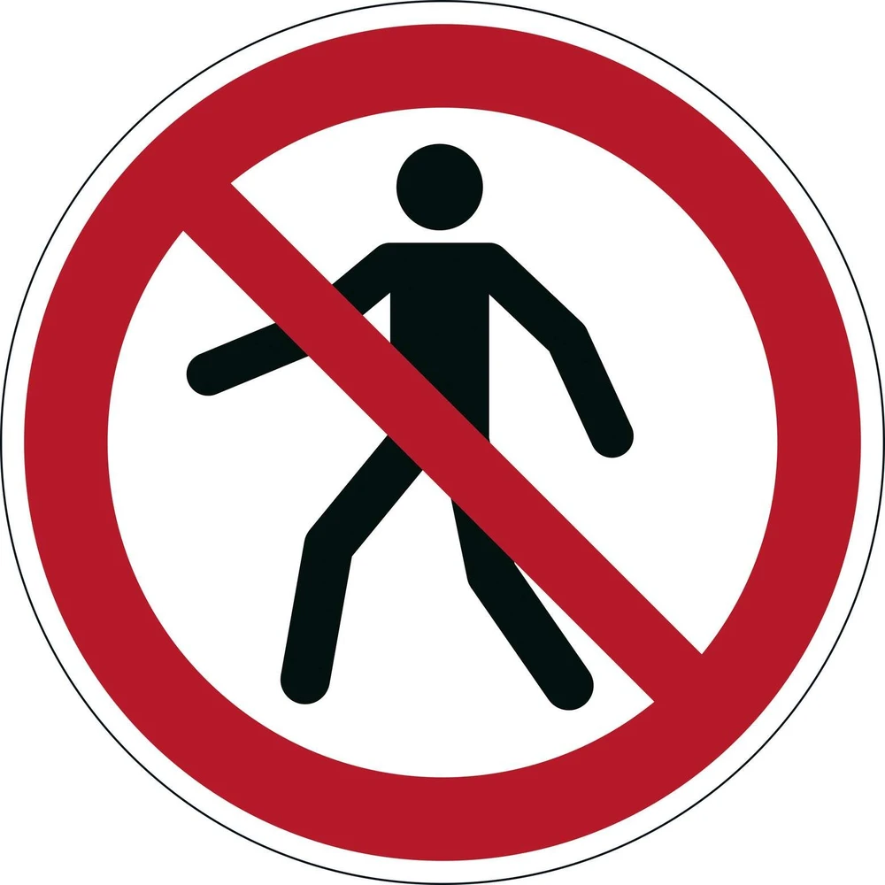 Plakatas Durable Draudžiamasis ženklas „Pėstiesiems draudžiama“ Ø430 mm raudonas, lipnus