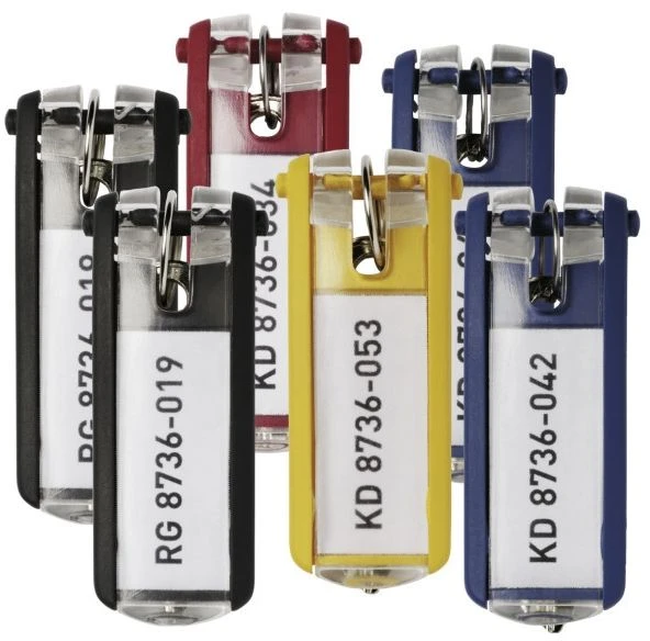 Patvarus raktų pakabukas KEY CLIP DURABLE MIX OF COLORS 24vnt.