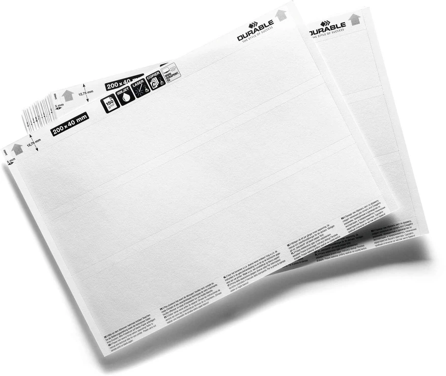 Plakatas Durable Įdėklas lentynos priekiniam kraštui ir etikečių laikikliui 200x37 mm - (20 lapų x 3 vnt.)