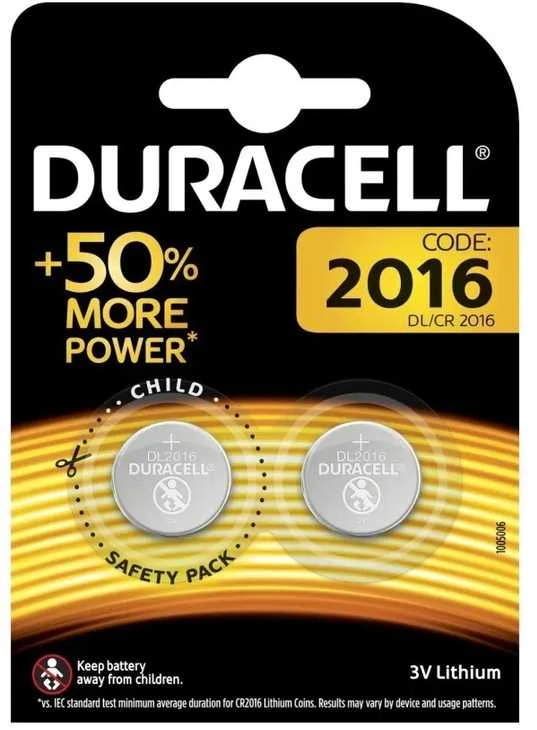 Duracell baterijos, Electronics CR2016, 2 vnt.