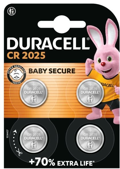 Duracell CR2025 3V ličio baterijos 4 vnt. automobilių raktams ir laikrodžiams