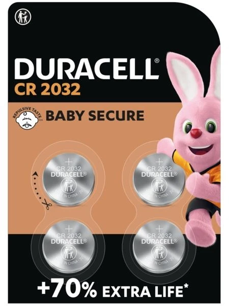 Duracell CR2032, Vienkartinė baterija, CR2032, Ličio, 3 V, 4 vnt., Sidabrinė