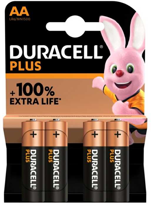 Baterijos, Duracell PLUS POWER, AA šarminės – 4 vnt./pak.