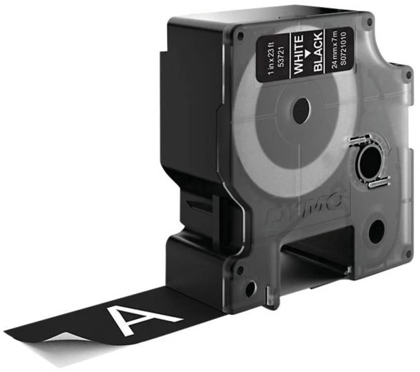 DYMO D1 Juostelė 24mm x7m / baltas ant juodos (53721 / S0721010)