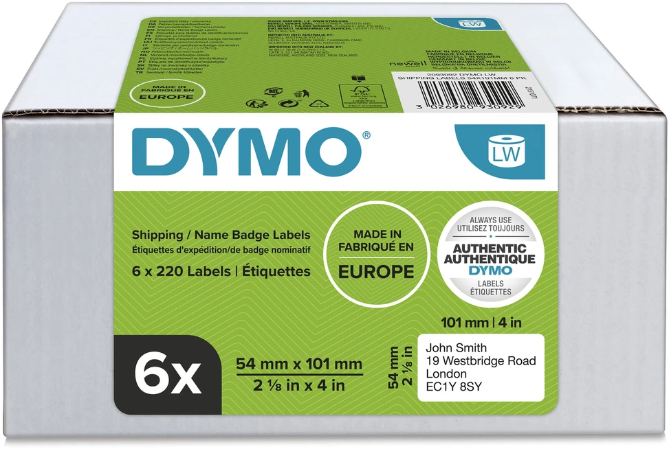 DYMO Etiketės 54 x 101mm / Rinkinys (2093092) - 6 vnt.