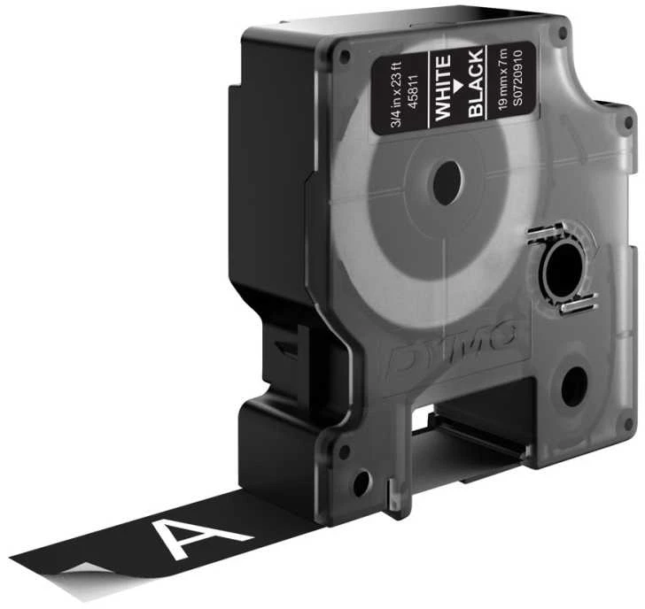 D1, žymėjimo juosta, 19mm, baltas tekstas ant juodo juostos, 7m - 45811 DYMO / S0720910