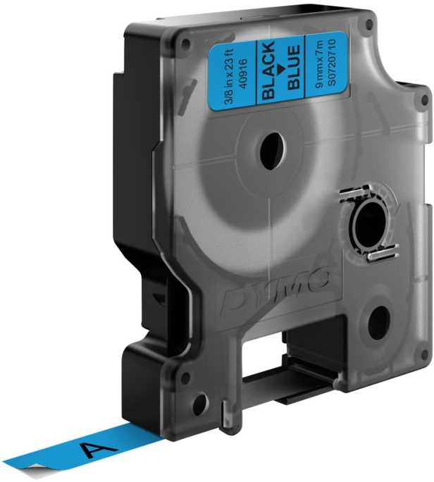 DYMO D1 Juostelė 9mm x 7m / juodas ant mėlynos (40916 / S0720710)