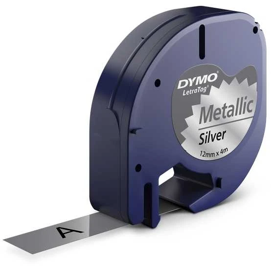 DYMO S0721730 etikečių juostelė Juoda metalo spalvos fone