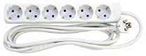 E-Line Schuko lizdas 6 vietų - 1,5 m. 3G1,5mm² H05VV-F 230V - Balta