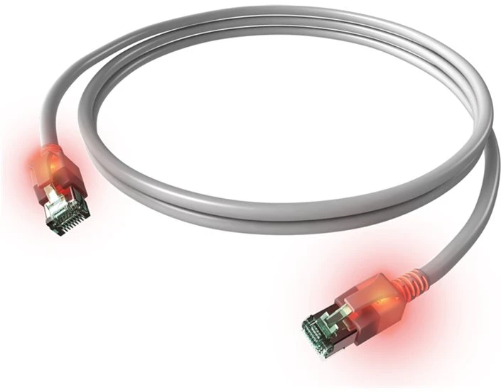 Easylan Kabelis krosowy EasyLan S/FTP DualBoot LED Cat.6A, RJ45 / RJ45, LSOH, oranžinė, 7,5 m