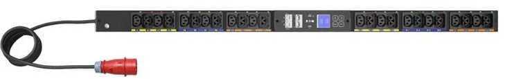 „Eaton G4“ valdomas stovo tipo maitinimo blokas, 0U, 22,5U, IEC-60309 įvestis, 3 m kabelis, 3 fazės, 11 kW, 16 A, 415/240 V, 24 lizdai (12) C13, (12) C39
