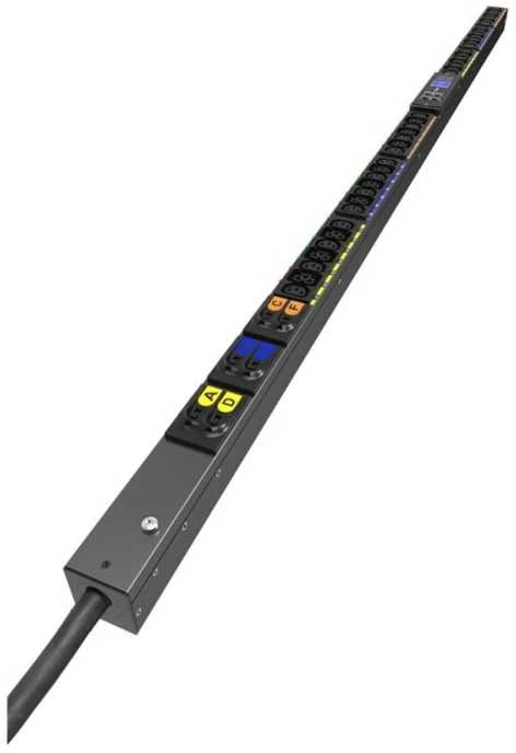 Eaton Corporation Eaton G4 valdomas stovo PDU, 0U, 39U, įvestis IEC-60309, 3m laidas, 3f, 11kW, 16A, 415/240V, 42 lizdai (24)C13, (18)C39