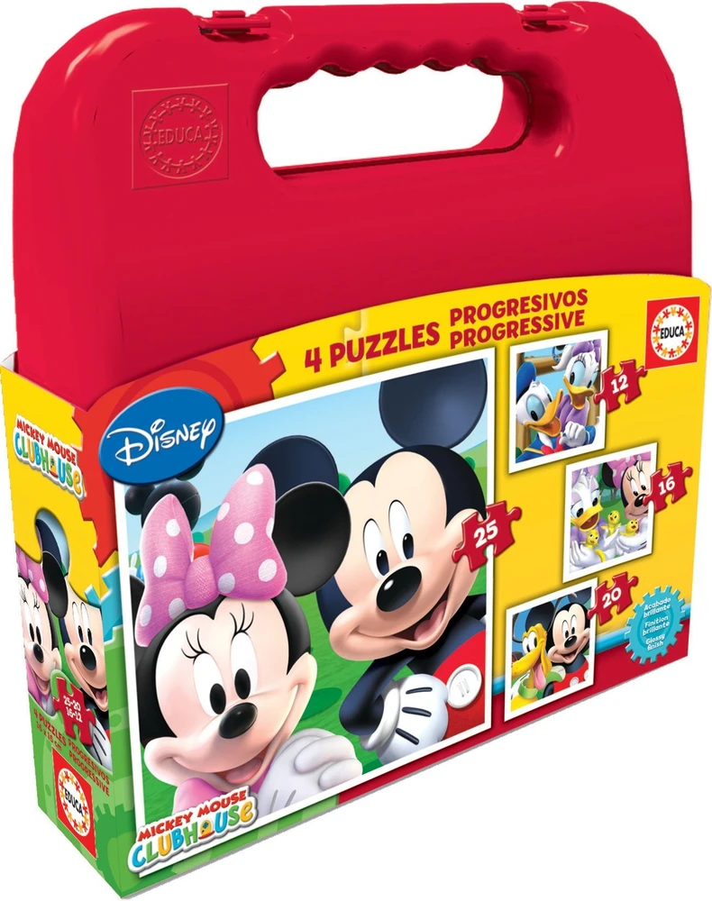 Dėlionė 4 galvosūkių rinkinys Disney Mickey Mouse Progressive Educa (12-16-20-25 vnt.)