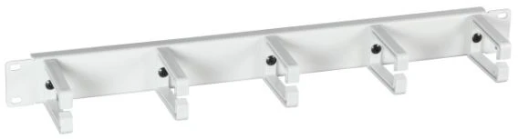 EFB 48,26 cm 19 colių 1HE kabelių valdymo skydelis su 5 laikikliais, plastikinis RAL7035 rutulys, 70 mm ilgio laikiklis