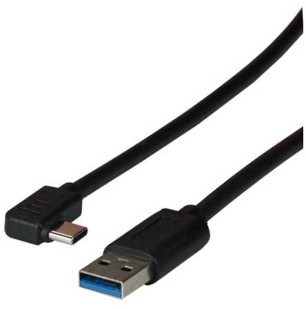 Efb Elektronik EFB USB 3.2 Gen1 5Gbit 3A jungiamasis kabelis, A tipo kištukas - C tipo kištukas, 90 laipsnių, 3m