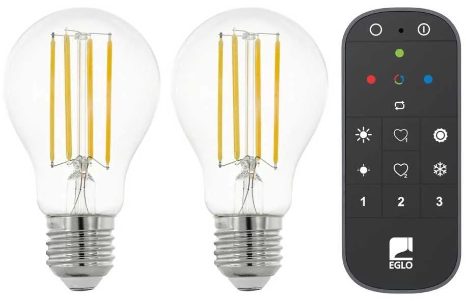 „Eglo“ išmaniųjų lempučių rinkinys (2 x E27 A60) – „Zigbee“ ir „Bluetooth“ su nuotolinio valdymo pultu
