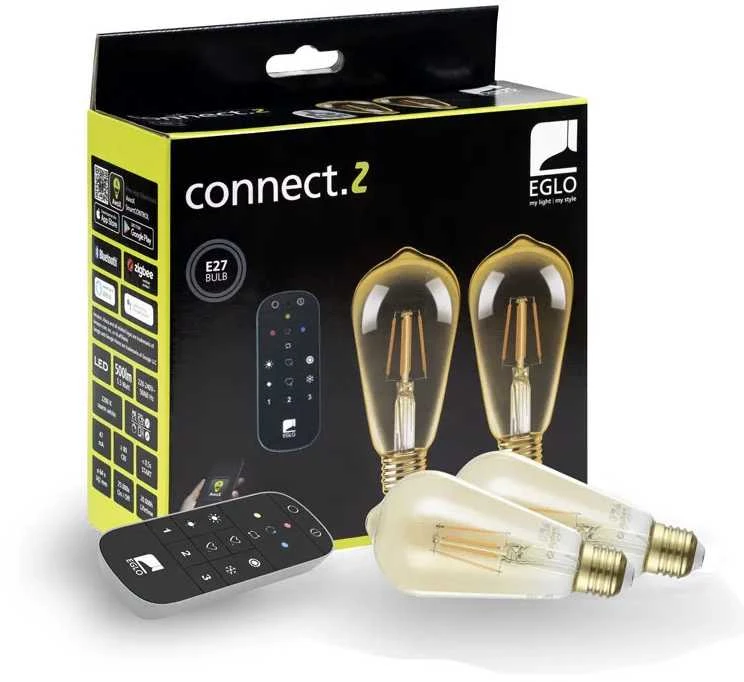 EGLO - 2 x E27 ST64 gintaro spalvos išmaniųjų lempučių rinkinys - Zigbee ir Bluetooth