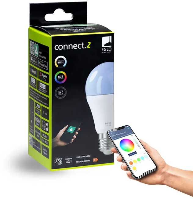 Eglo - CONNECT-Z E27 A60 RGB + TW – išmanioji LED lemputė su Zigbee ir Bluetooth