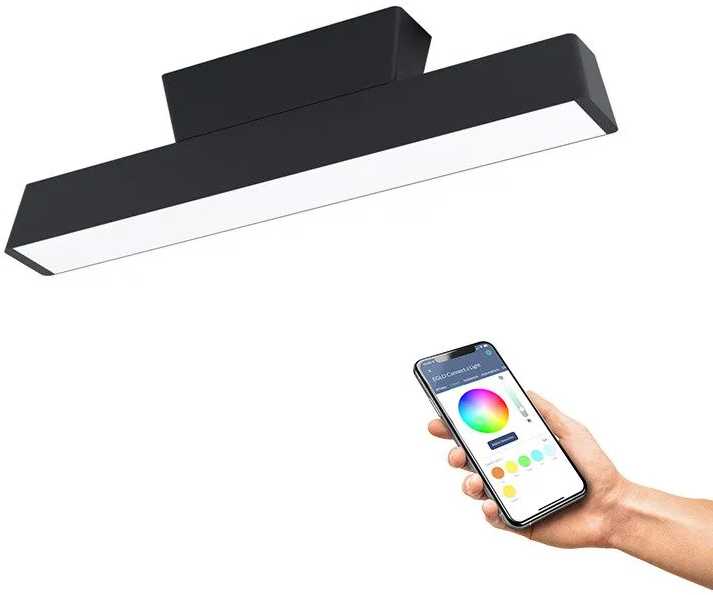 EGLO - Simolaris-Z lubinis šviestuvas, juodas, L47 - išmanusis RGB ir reguliuojamo baltumo LED