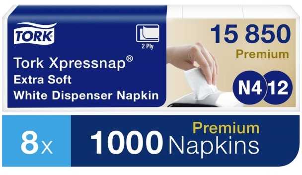 Tork Bardzo miękkie serwetki do podajnika bez nadruku do N4 podajnika serwetek Balta 8 vnt (15850)