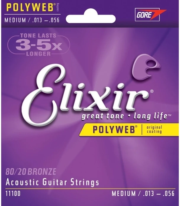 Elixir Strings Eliksyras Strings Eliksyras 11100 Medium (13-56) PW - akustinės gitaros stygos