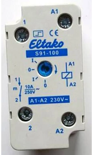 ELTAKO Perjungimo relė 1 kontakto, 10A, 230V AC, montuojama dėžutėje, 50x26x32 mm
