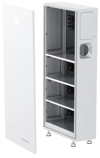Emaldo Power Core 5,12 spintelė su vieta inverteriui ir 3 baterijoms. Inverterio ir baterijų prijungimas plug-n-play su SlideON™