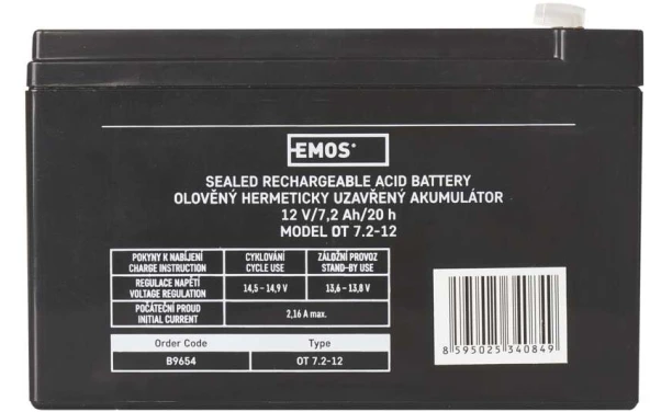 Emos Nereikalaujantis priežiūros 12 V 7,2 Ah faston 4,7 mm švino rūgšties akumuliatorius