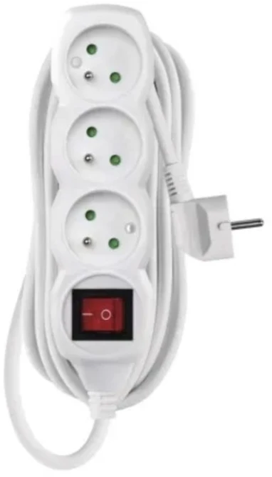 Emos Extension cable 7 m / 3 sockets / with switch / baltas / PVC / 1.5 mm2