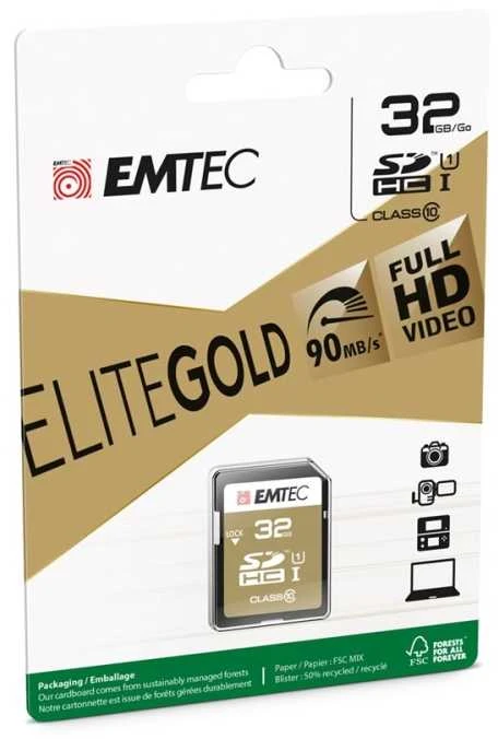 Atminties kortelė Karta Emtec EliteGold SDHC 32 GB 10 klasės UHS-I/U1 (ECMSD32GHC10GP)