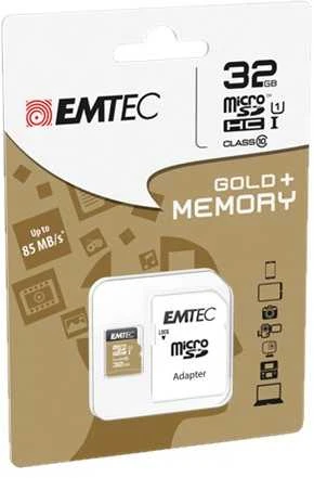 Atminties kortelė Karta Emtec Elite Gold Micro SDHC 32 GB 10 klasės UHS-I/U1 (ECMSDM32GHC10GP)