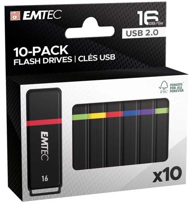 ATMINTINĖ Emtec USB2.0 K100 16GB P10 10 vnt. spalvotų dėžučių pakuotė mažmeninei prekybai