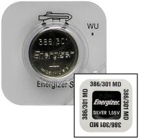 Energizer 301/386, Vienkartinė baterija, Sidabro oksidas (S), 1,55 V, 1 vnt., 130 mAh, Sidabras