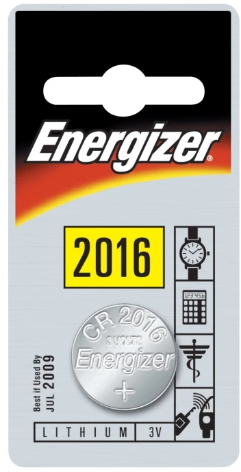 Energizer Ličio monetinė baterija CR2016 3V 90mAh, 2 vnt. pakuotė, skirta laikrodžiams ir nuotolinio valdymo pulteliams