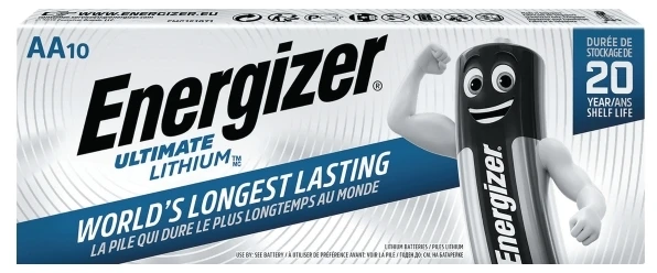 Energizer Ultimate Lithium, Vienkartinės baterijos, AA, Ličio, 1,5 V, 10 vnt., -40–60 °C