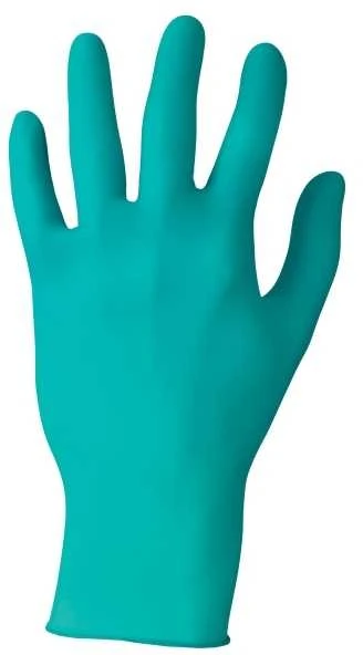 Vienkartinės nitrilinės pirštinės Ansell TouchNTuff 92-600, 100vnt, 0,12mm storio, M dydis (7,5-8), lygus delnas, žalios